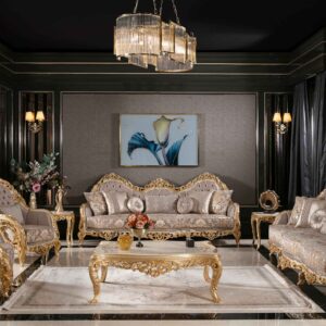 Vintage Royal Touch Heavy Carving Sofa Set with Premium Upholstery Premium Fabric