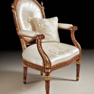 Classic Wooden Lattice Back Upholstered Bedroom Chair