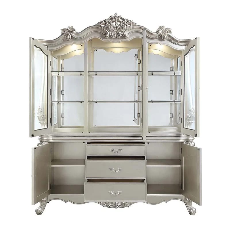 Classic Wooden Display Cabinet with Glass Shelves and Elegant Detailing - Image 2