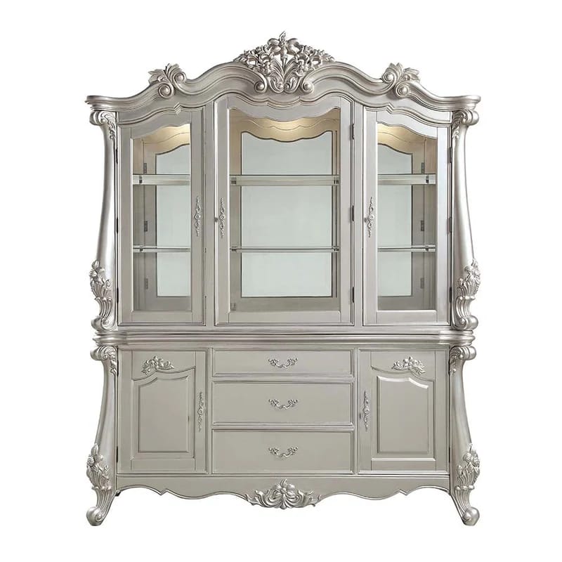 Classic Wooden Display Cabinet with Glass Shelves and Elegant Detailing - Image 4