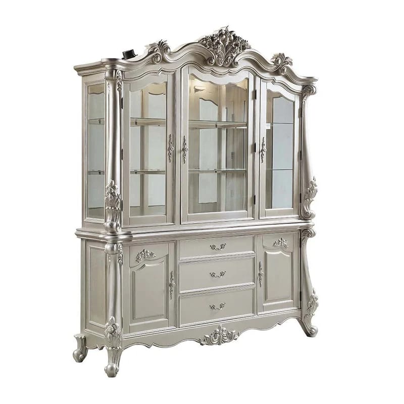 Classic Wooden Display Cabinet with Glass Shelves and Elegant Detailing - Image 3