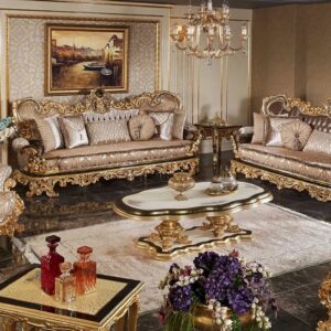 Elite Heritage Handcrafted Luxury Carved Sofa Set for Royal Living Rooms
