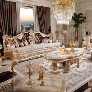 Verona Palace Inspired Luxury Carving Sofa Set with European Fabric Finish