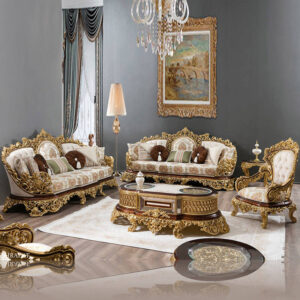 Turkish Style Sofa Set Heavy Carving Premium Fabric Luxury Life Style