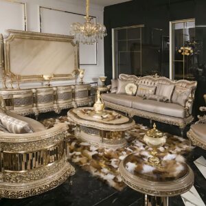 Ultra-Luxury Imperial European Royal Sofa Set with Monumental Hand-Carved Gold Frames, Curved Palace Seating And Majestic Classical Grandeur