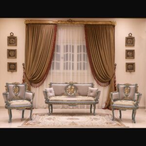 Elite Palace Inspired Luxury Sofa Set with European Fabric & Gold Detailing