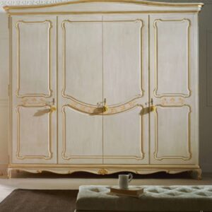 Imperial Florence Wardrobe – Hand-Carved Rococo Masterpiece in Ivory and Gold