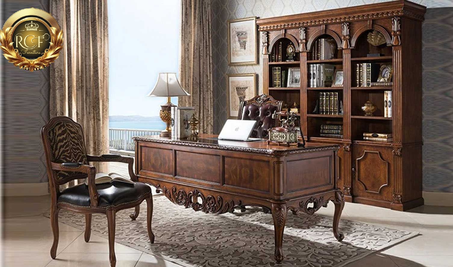Royal Craft Furniture Indian Classic Style Hand Carved Study Room Furniture
