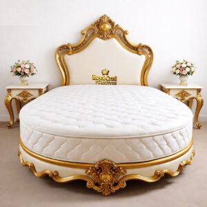 Royal Craft Furniture Royal Wooden Round Bed Design with Side Table