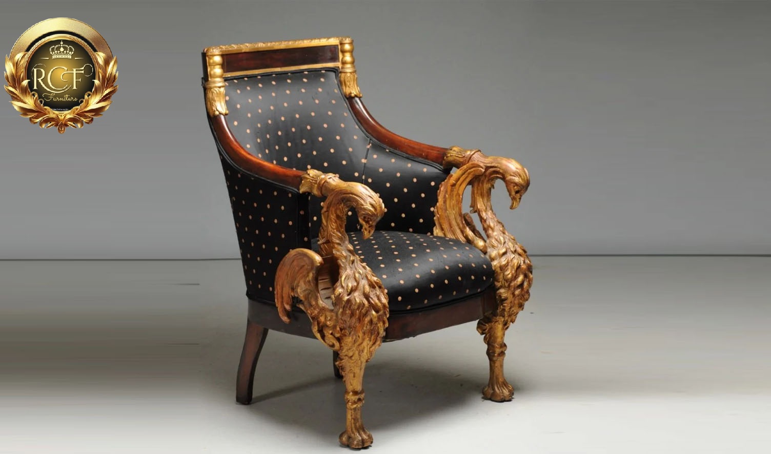 Royal Craft Furniture Royal Luxury Hand Carved Golden Arm Chair