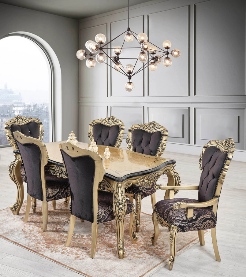 Royal Craft Furniture Imitation Gold Italian Style Dining Set