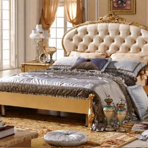 Royal Craft Furniture Oval Shape Headboard Golden Luxury Bed