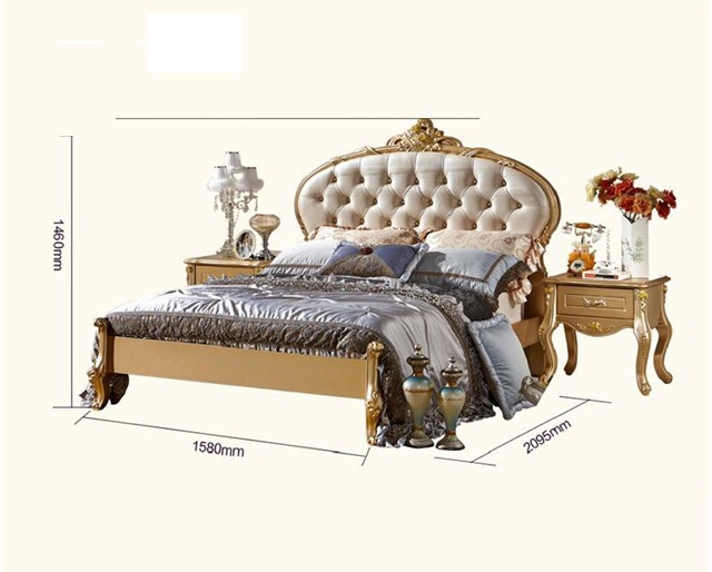 Royal Craft Furniture Oval Shape Headboard Golden Luxury Bed - Image 5