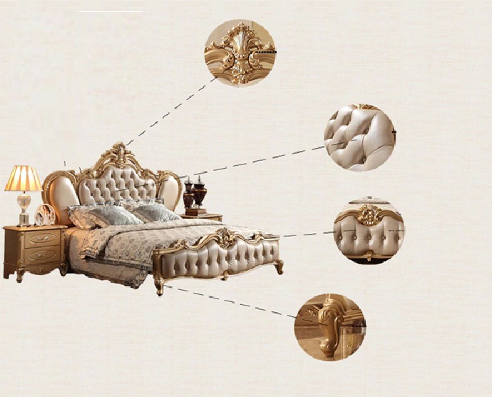 Royal Craft Furniture Chandigarh Luxury Mansion Royal Golden Bedroom Furniture - Image 3