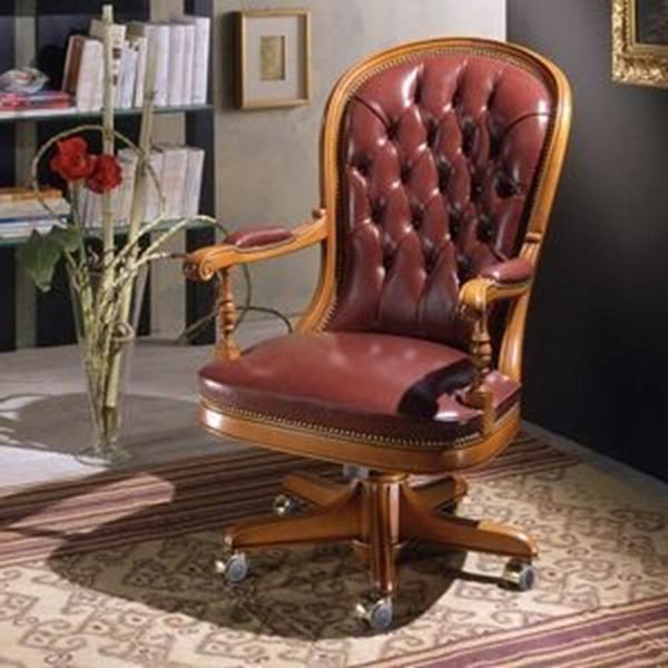 Royal Craft Furniture Brown Faux Leather Study Chair - Image 4