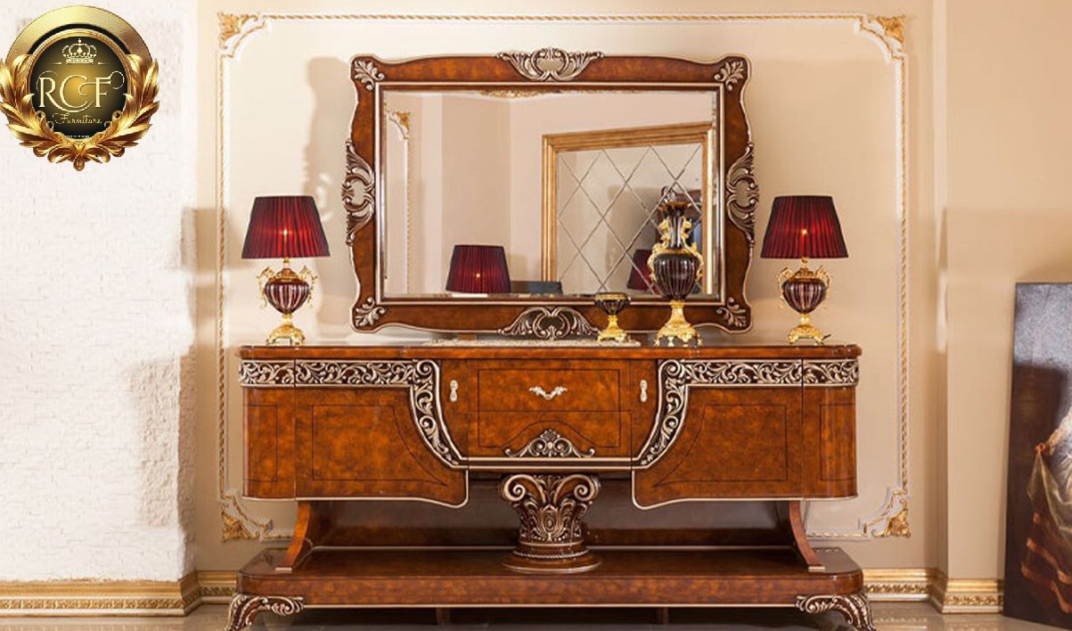 Royal Craft Furniture Noida Classic Style Walnut Color Dining Room Furniture - Image 2