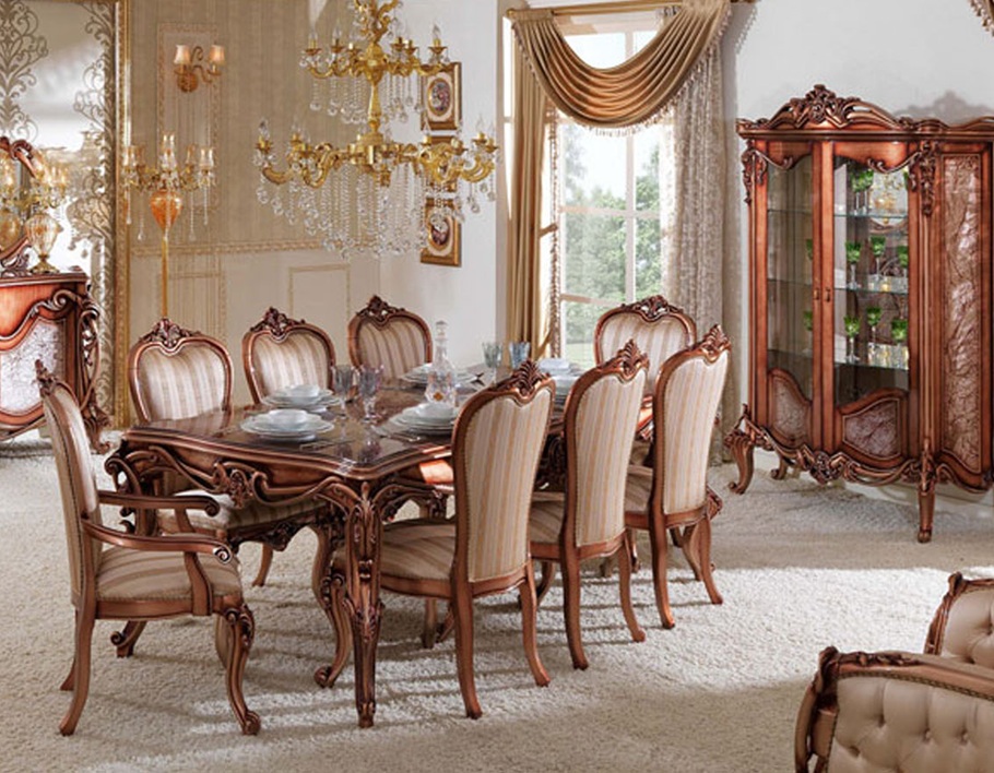 Royal Craft Furniture NCR Classic Style Antique Walnut Finish Dining Room Furniture - Image 4