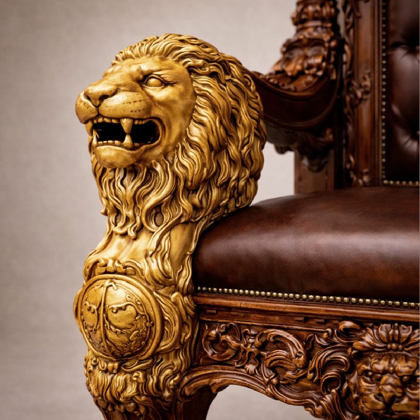 Royal Craft Furniture Majestic Dhurandhar King Chair Design - Image 3