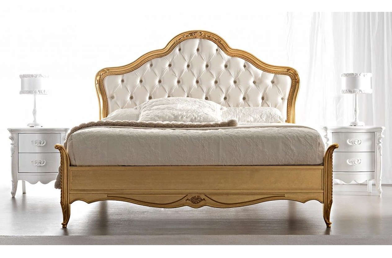 Royal Craft Furniture Chandigarh Classic Style Golden Wooden Bed - Image 2