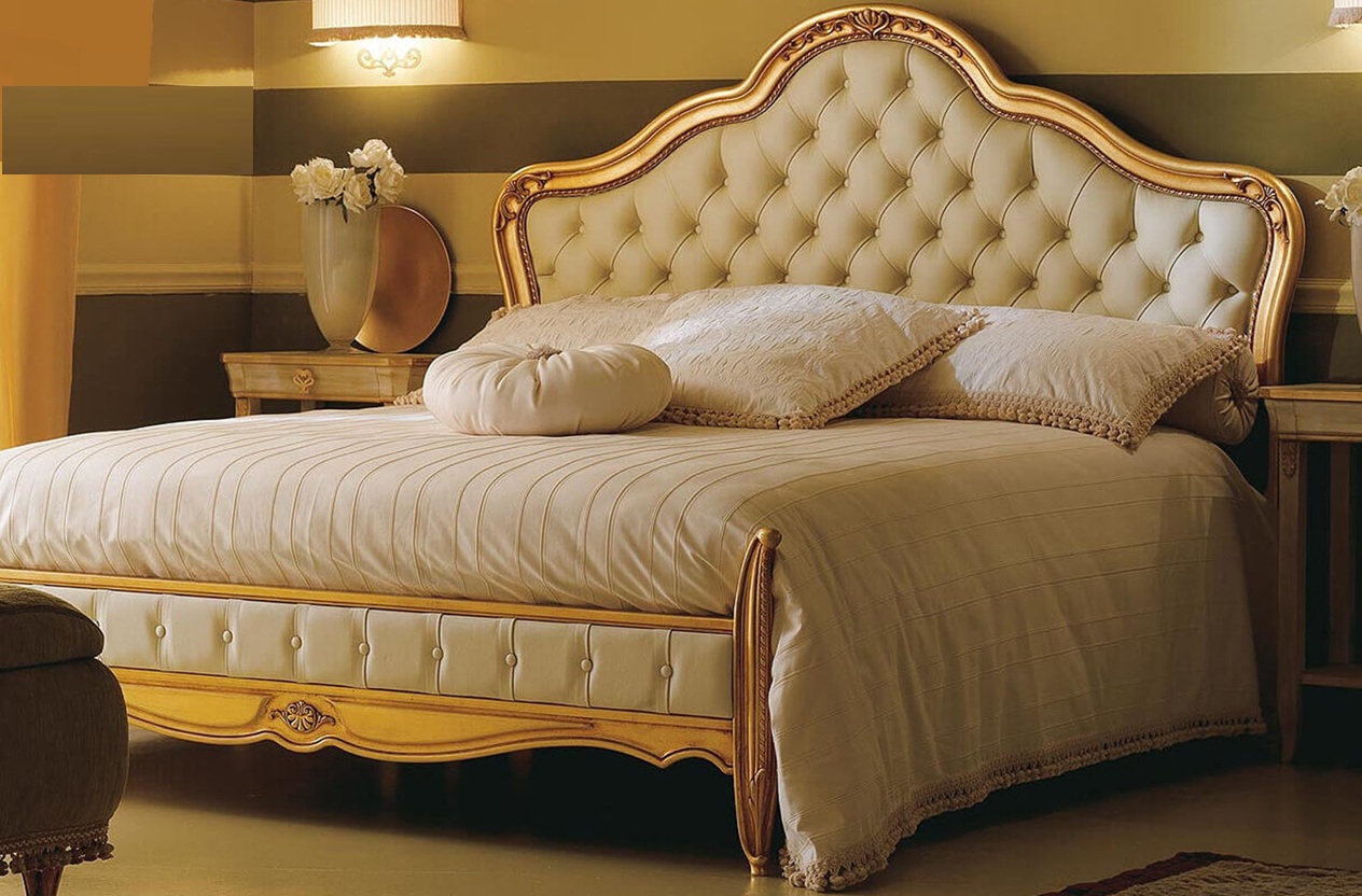 Royal Craft Furniture Chandigarh Classic Style Golden Wooden Bed