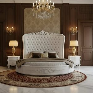 Royal Craft Furniture Wood Circle Round Bed in White