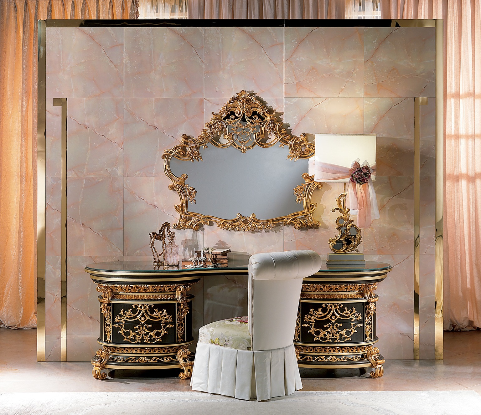 Royal Craft Furniture Elite Luxury Heritage Bedroom with Grand Baroque Architecture, Golden Ornamental Framework And Custom Embellished Textiles - Image 5