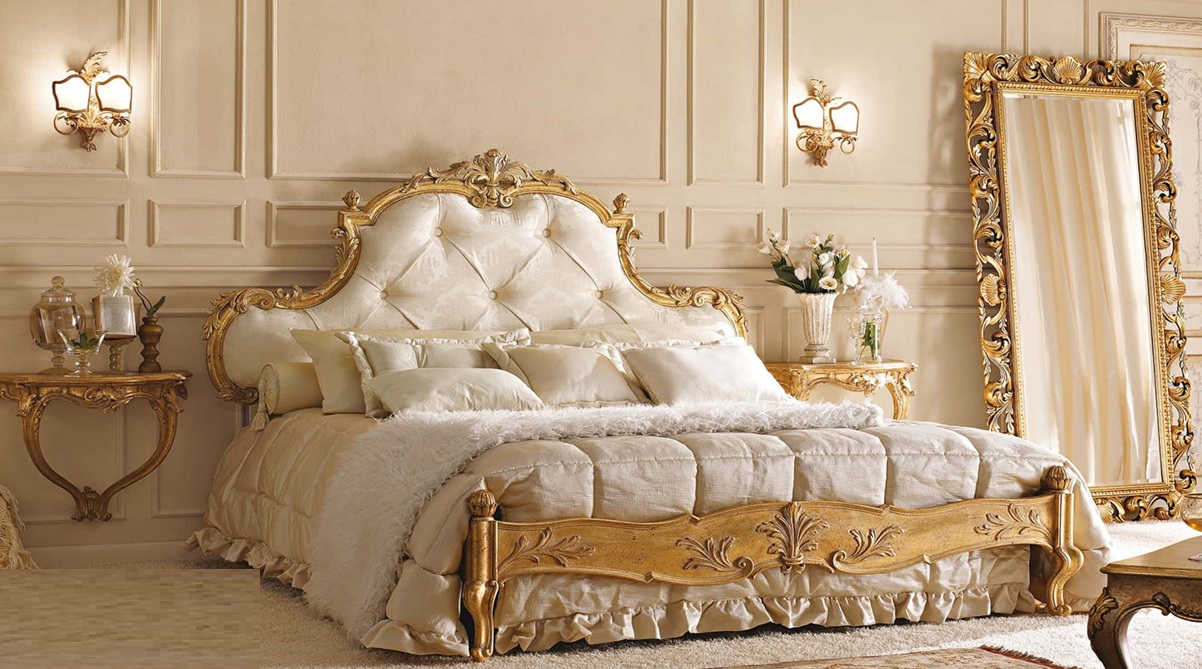 Royal Craft Furniture Rome Beautiful Italian Style Antique Golden Bed - Image 4