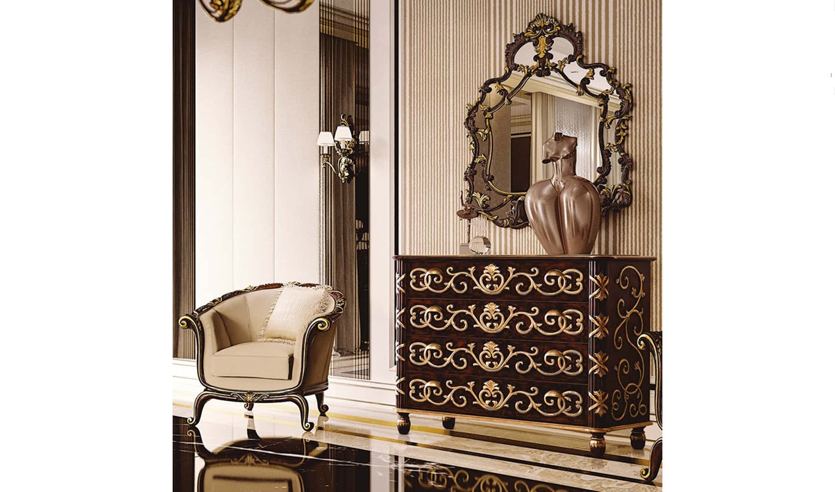 Royal Craft Furniture Lisa Hand Carved Royal Motif Bedroom Set - Image 5