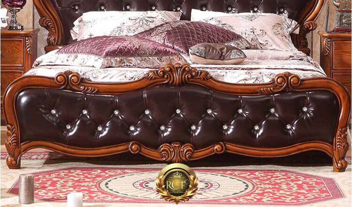 Royal Craft Furniture Shanghai Hand Carved Teak Wood Luxury Bed - Image 3