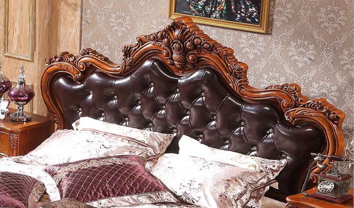 Royal Craft Furniture Shanghai Hand Carved Teak Wood Luxury Bed - Image 4