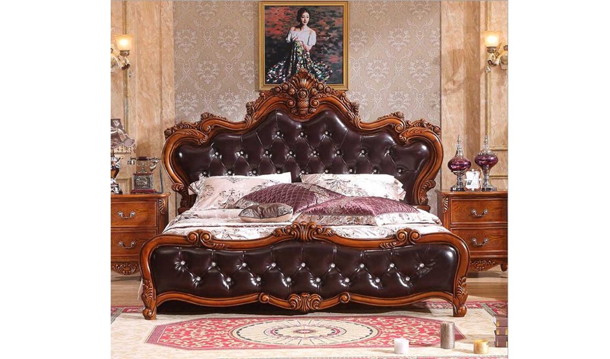 Royal Craft Furniture Shanghai Hand Carved Teak Wood Luxury Bed - Image 5