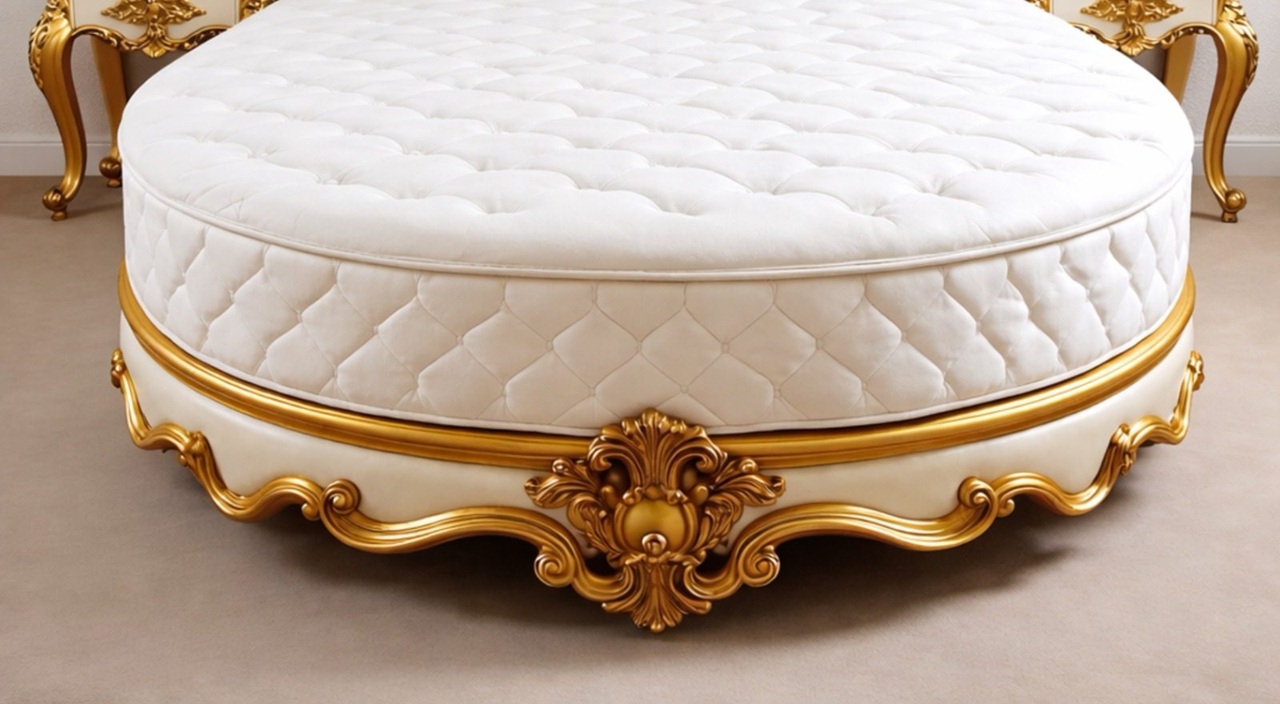 Royal Craft Furniture Royal Wooden Round Bed Design with Side Table - Image 2