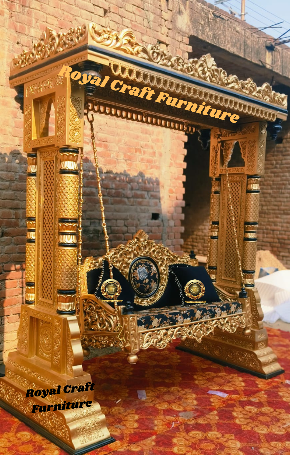 Royal Craft Furniture Turkish Style Swing Golden Deco Pu Finished Brass Chain