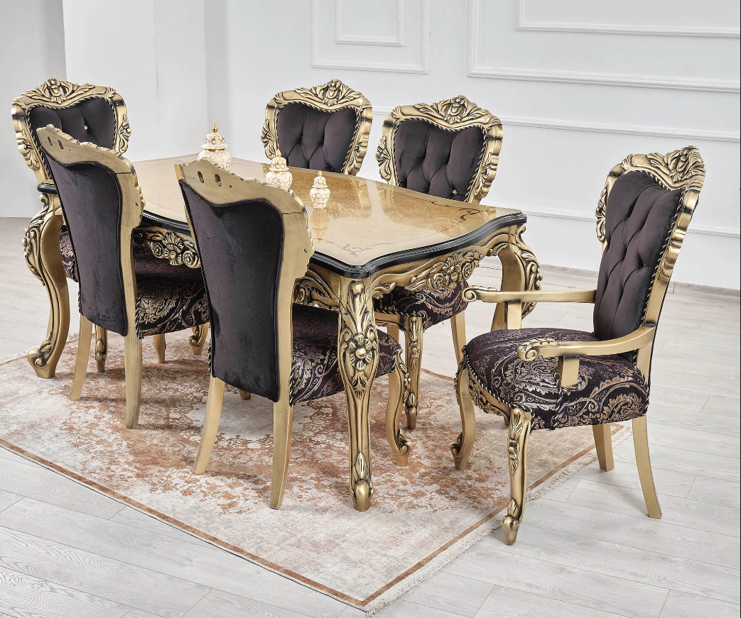 Royal Craft Furniture Imitation Gold Italian Style Dining Set - Image 2