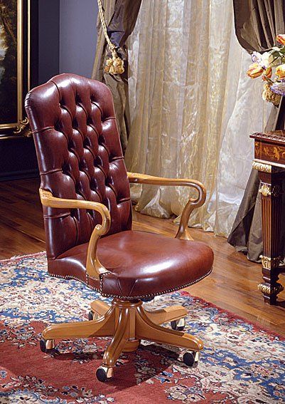 Royal Craft Furniture Natural Brown Leather Office Chair - Image 3