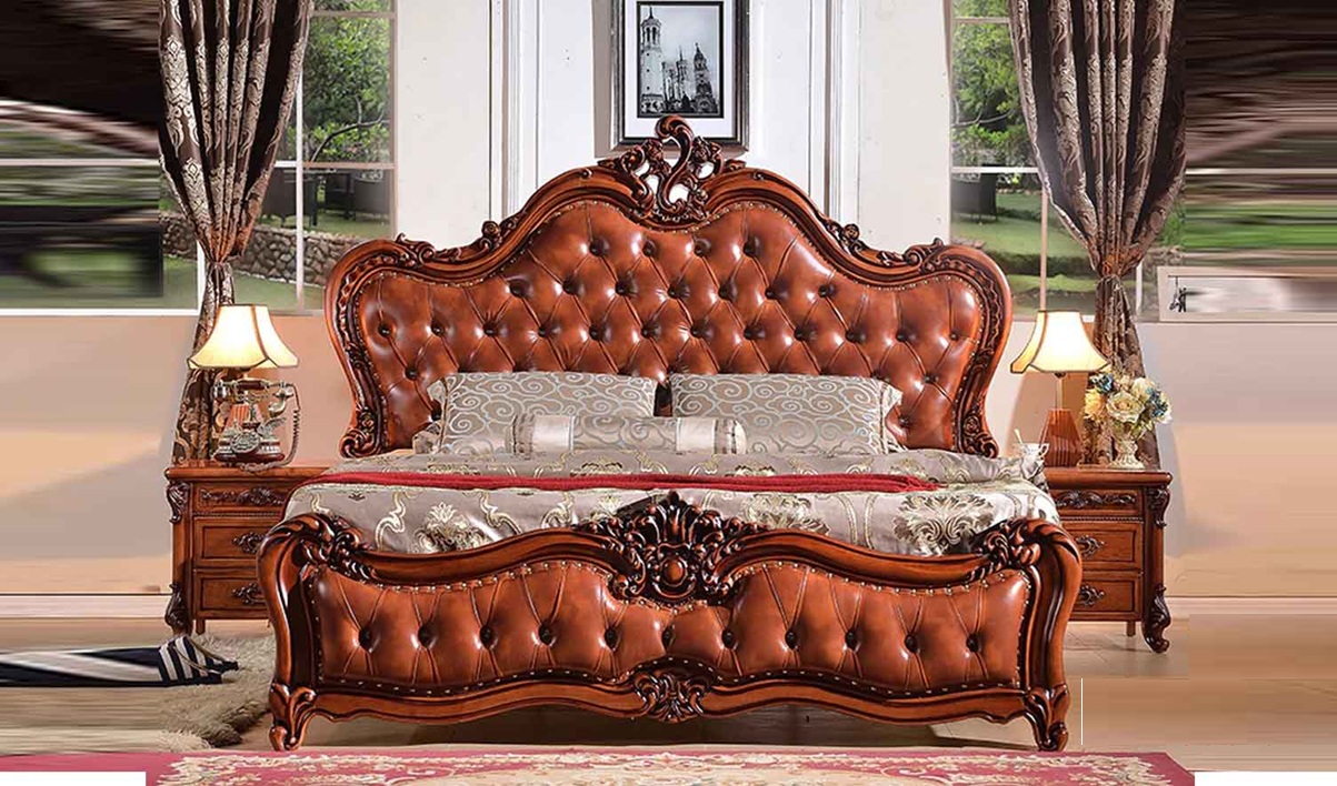 Royal Craft Furniture Classic Indian Style Luxury Carving Teak Wood Bed - Image 4