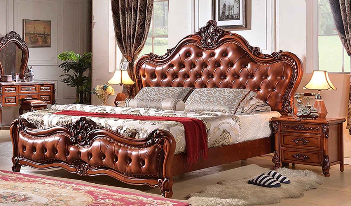 Royal Craft Furniture Classic Indian Style Luxury Carving Teak Wood Bed