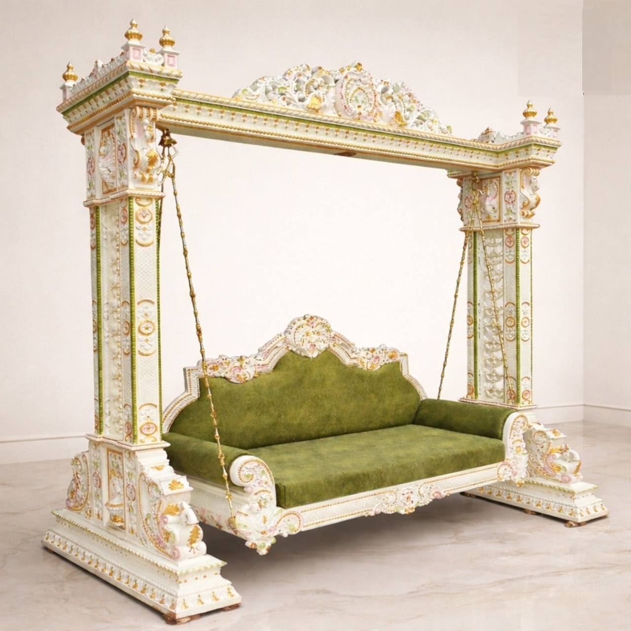 Royal Craft Furniture Royal Traditional Wooden Swing for Home White Royal Design - Image 2