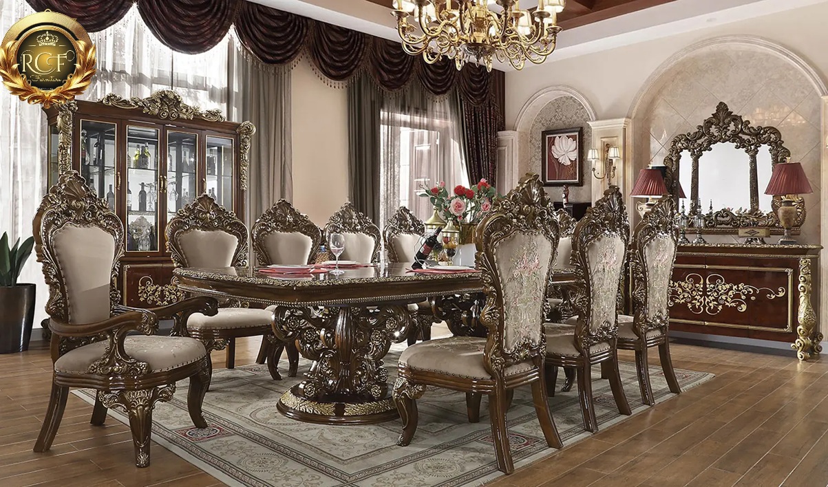 Royal Craft Furniture Irving European Style Hand Carved Dining Set