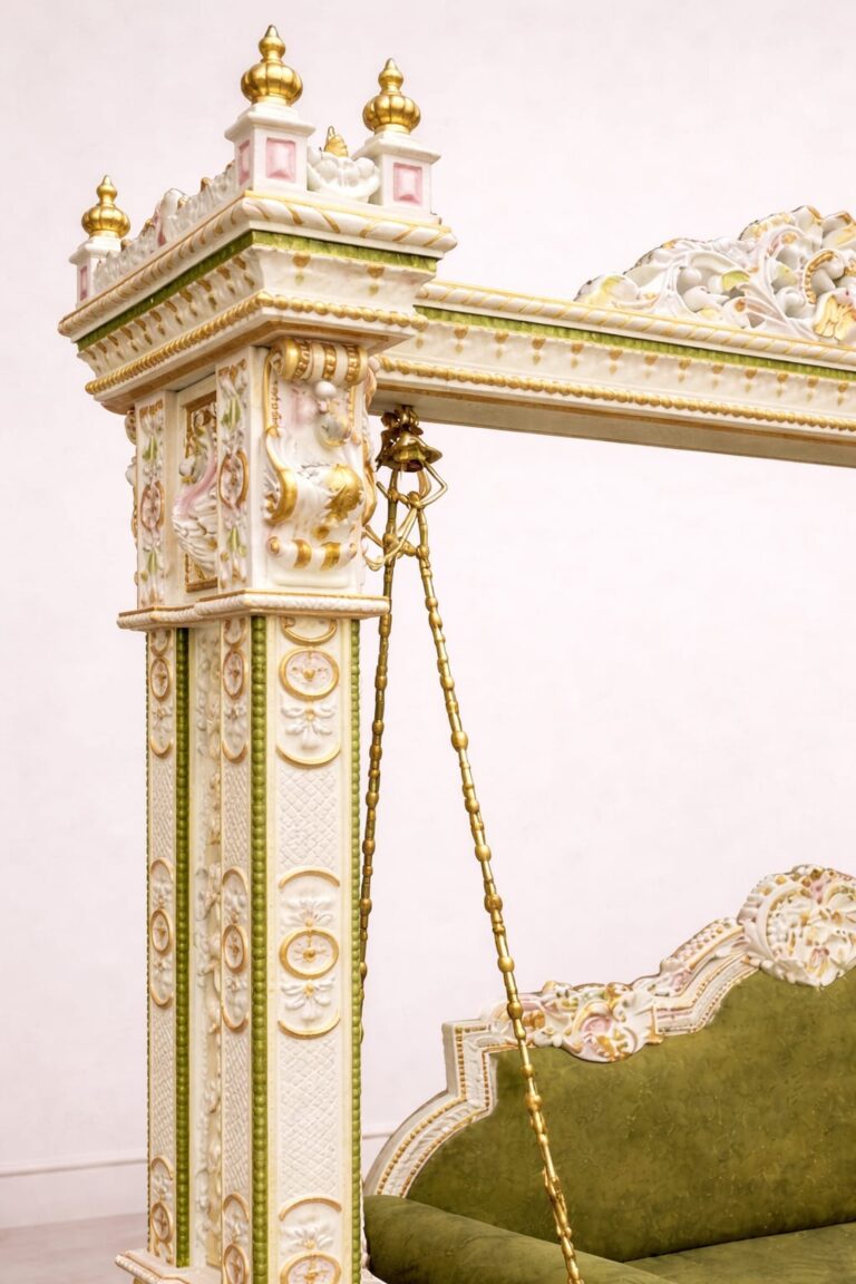 Royal Craft Furniture Royal Traditional Wooden Swing for Home White Royal Design - Image 3