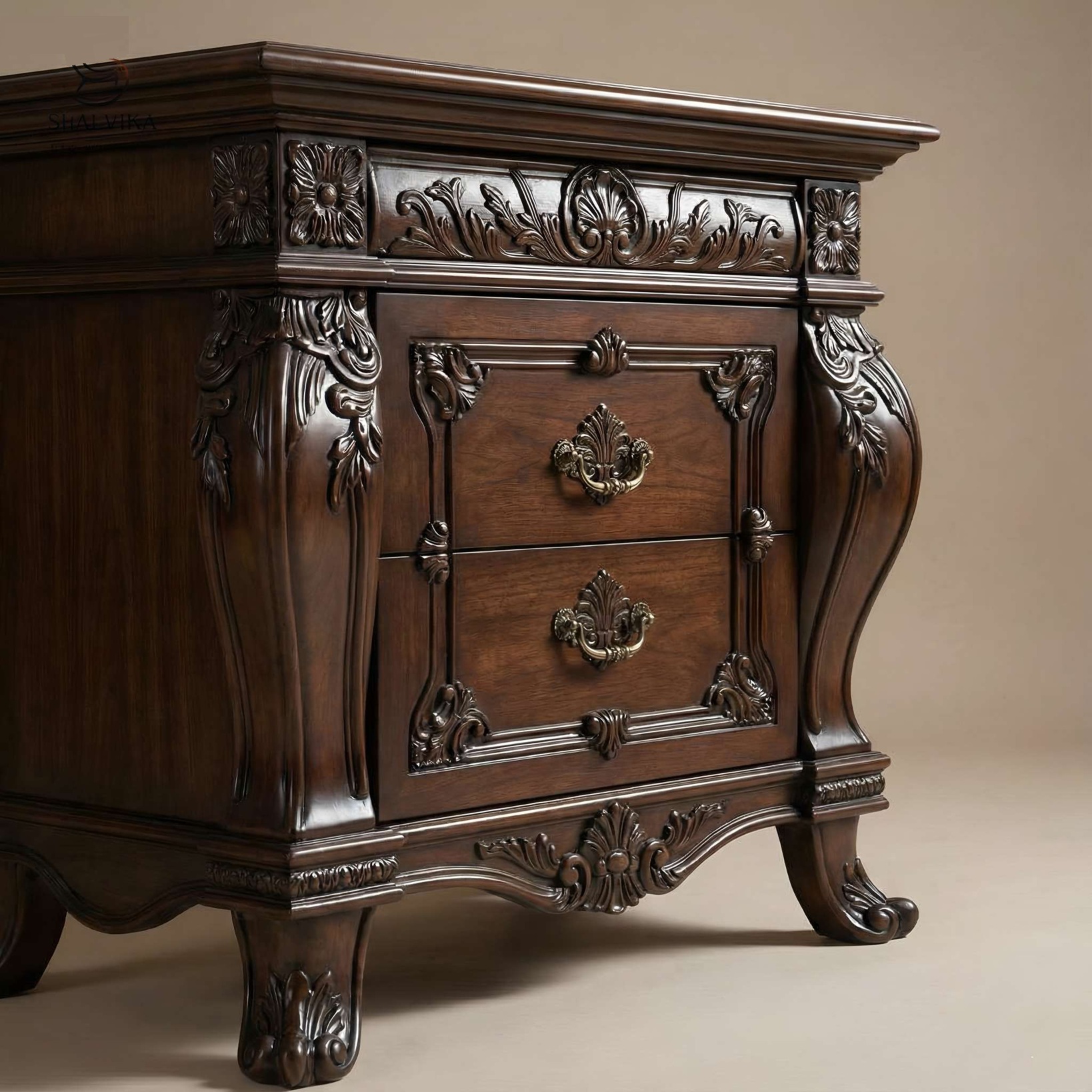 Royal Craft Furniture Antique Wooden Poster Bed in Teak Wood - Image 4