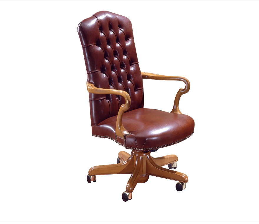 Royal Craft Furniture Natural Brown Leather Office Chair - Image 2