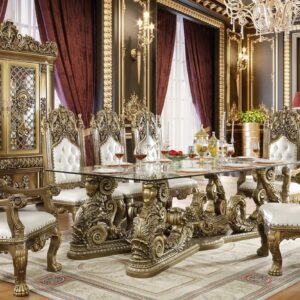 Royal Craft Furniture Gilbert Maharaja Style Hand Carved Dining Set