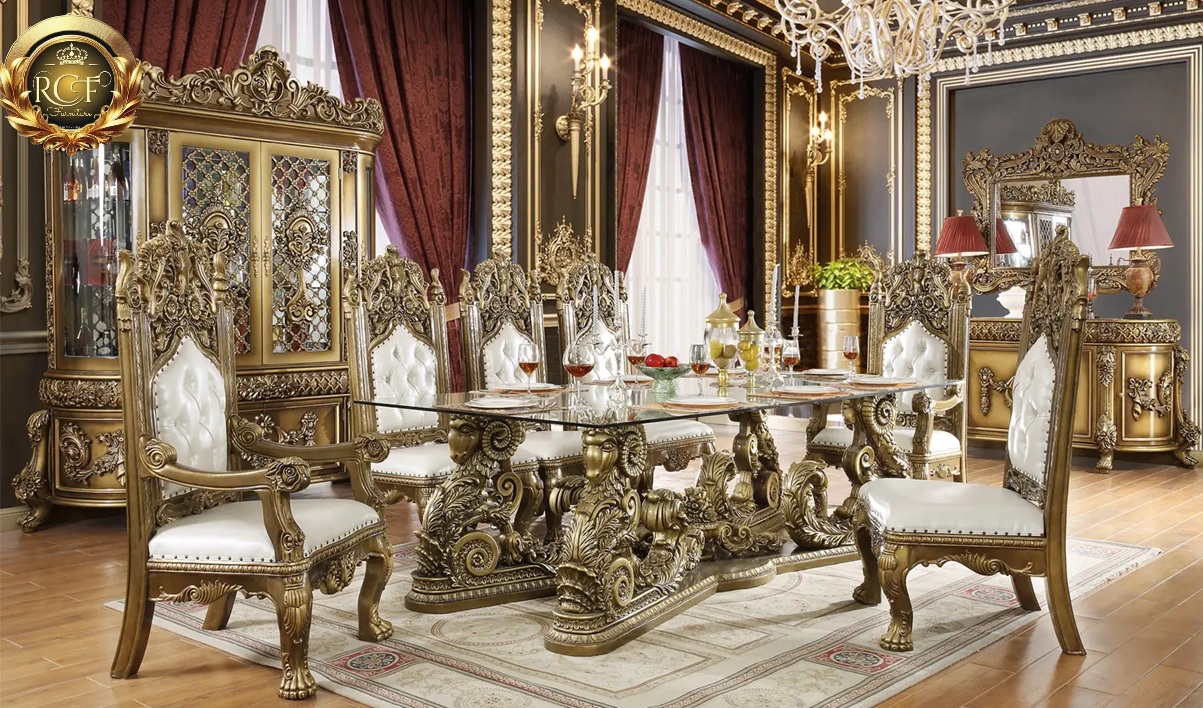 Royal Craft Furniture Gilbert Maharaja Style Hand Carved Dining Set