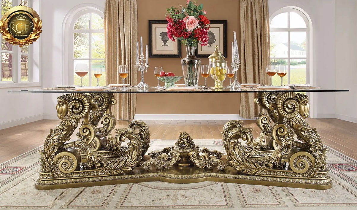 Royal Craft Furniture Gilbert Maharaja Style Hand Carved Dining Set - Image 2