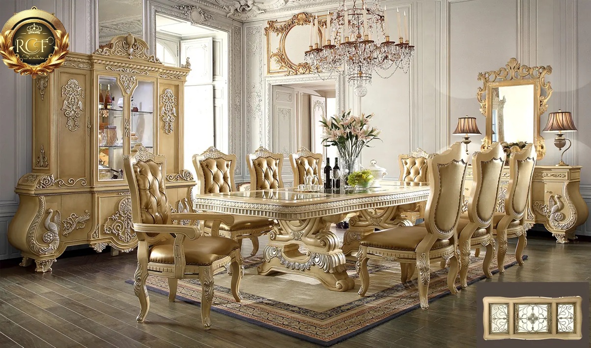 Royal Craft Furniture Garland Luxury Style Hand Carved Dining Set