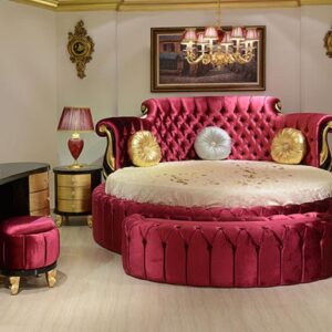 Royal Craft Furniture Kirti Upholstered Round Luxury Bedroom Set