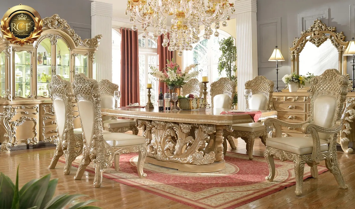 Royal Craft Furniture Fremont European Style Hand Carved Dining Set