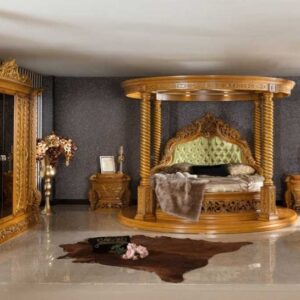 Royal Craft Furniture Walnut Royal Carved Bedroom Collection Featuring Deep Engraved Artwork And Traditional Luxury Finish