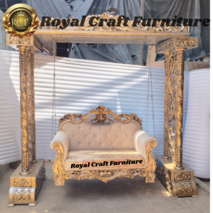 Royal Craft Furniture Maharaja Gold Royal Carved Luxury Jhoola Swing